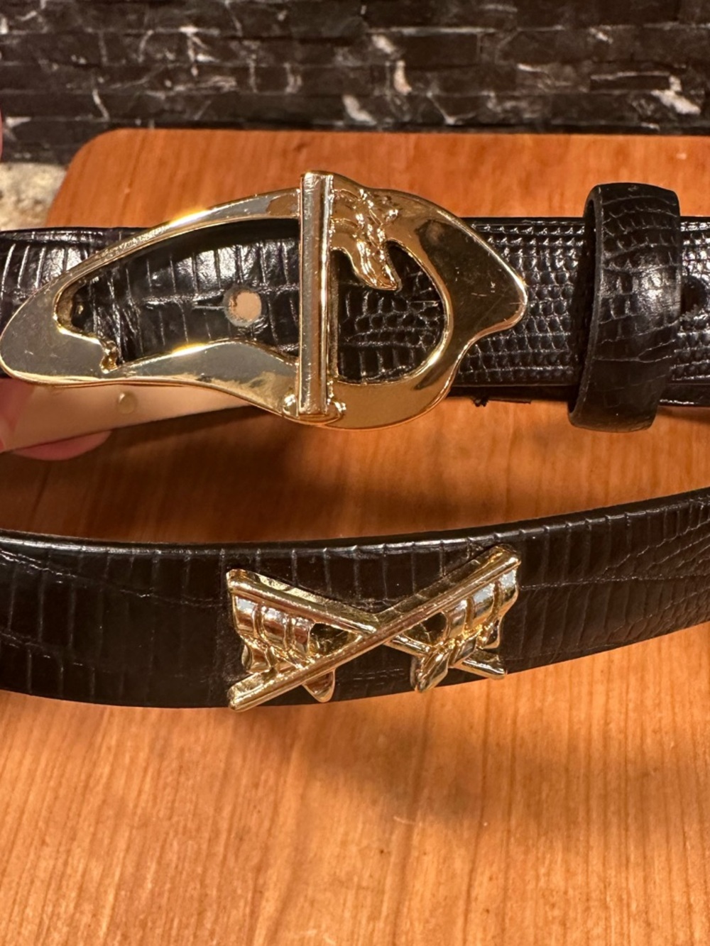 Women’s Golf Belt Sz Large LB Belt Company  Lizard Italian Leather Black Sz L